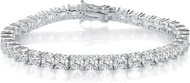 TIKJE 925 Sterling Silver 2-7mm Cubic Zirconia Classic Tennis Bracelet | White Gold Bracelets for Women | Size 6-8.5 inches - Image 1